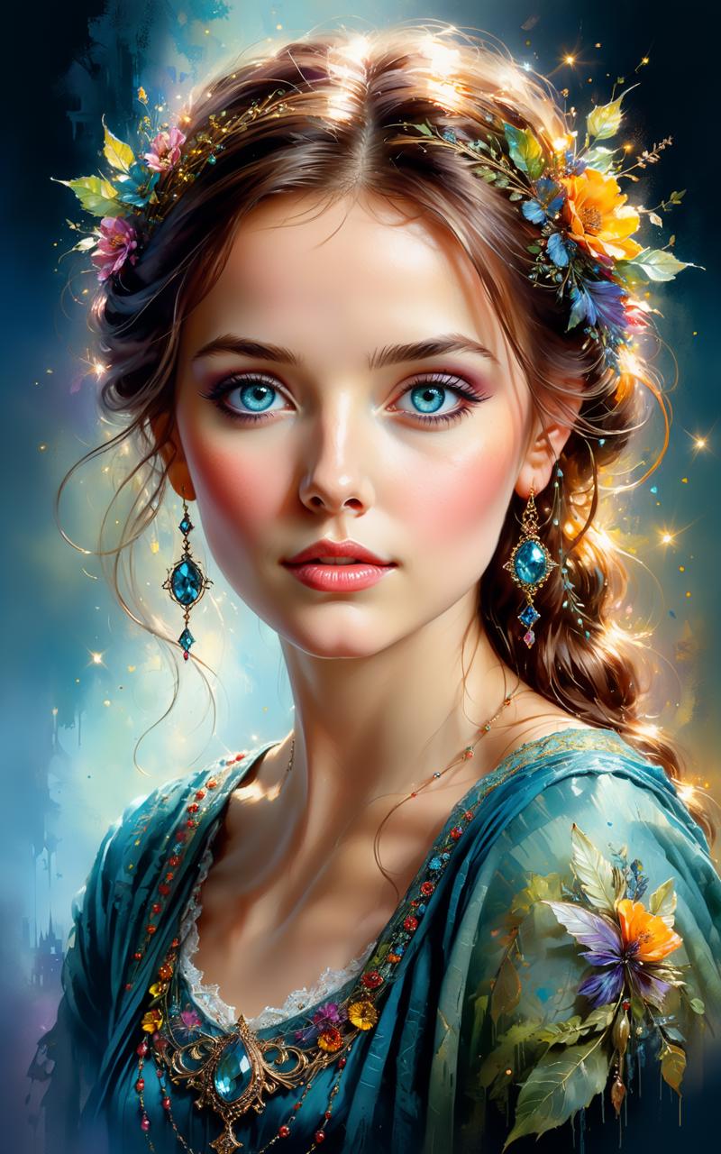 06710-4041790463-portrait of a beautiful woman, style by Thomas Kinkade+David A. Hardy+Carne Griffiths+Mandy Disher, key light reflecting in eyes.png